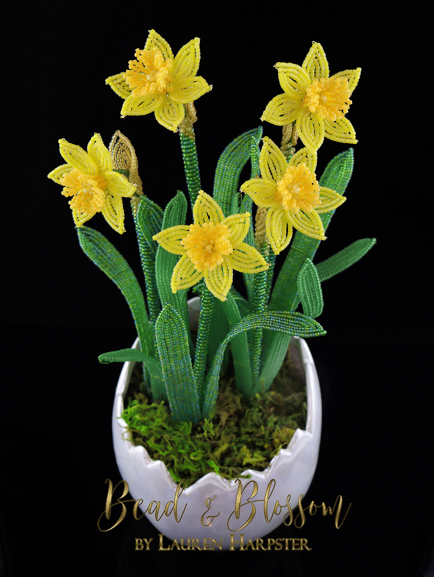 French Beaded Miniature Daffodils by Lauren Harpster
