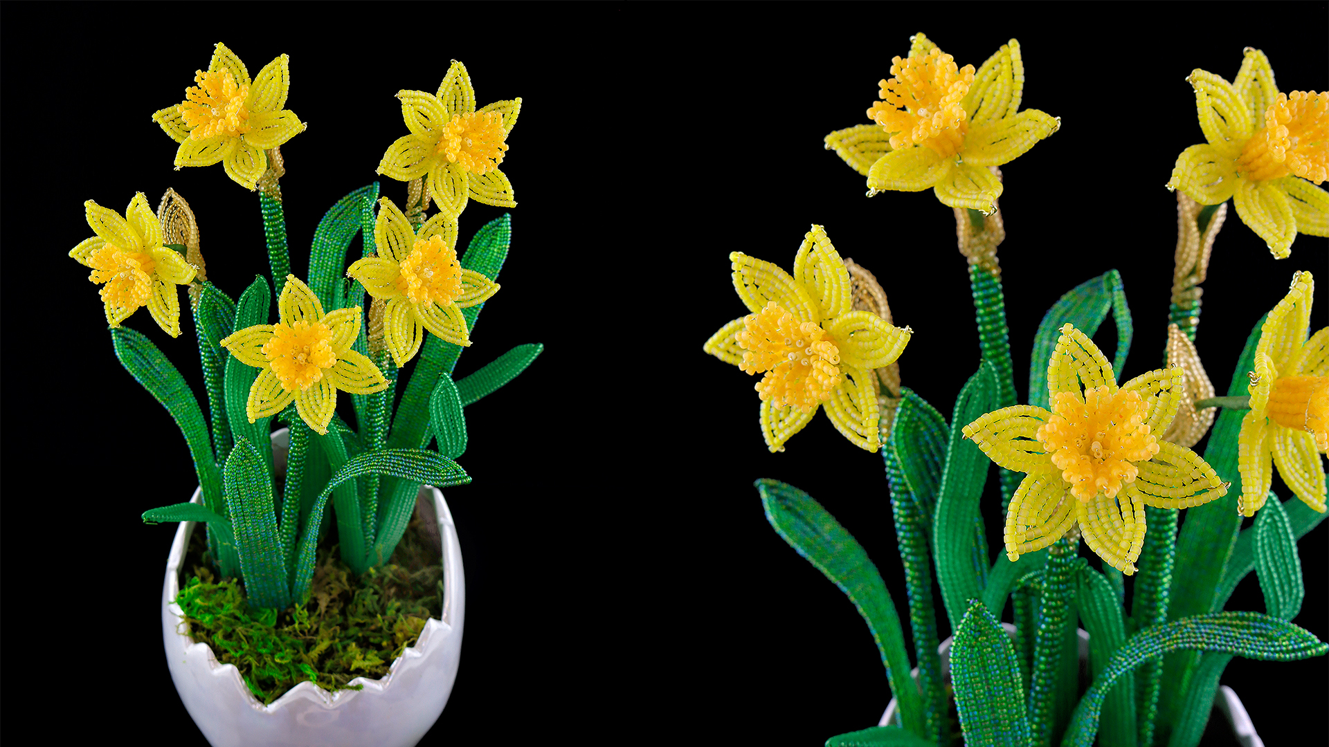 French Beaded Miniature Daffodils