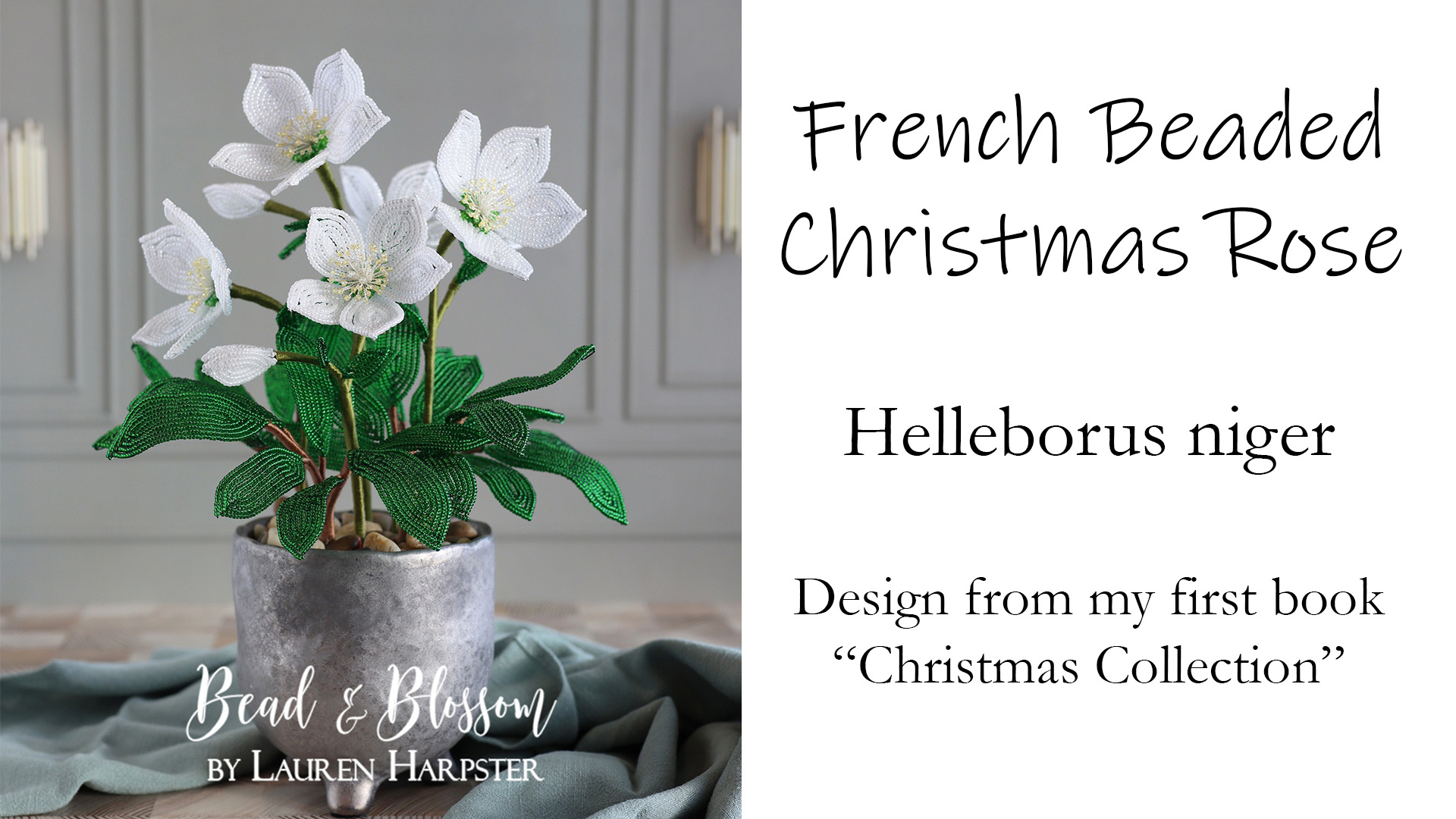 French Beaded Christmas Rose (Hellebore)